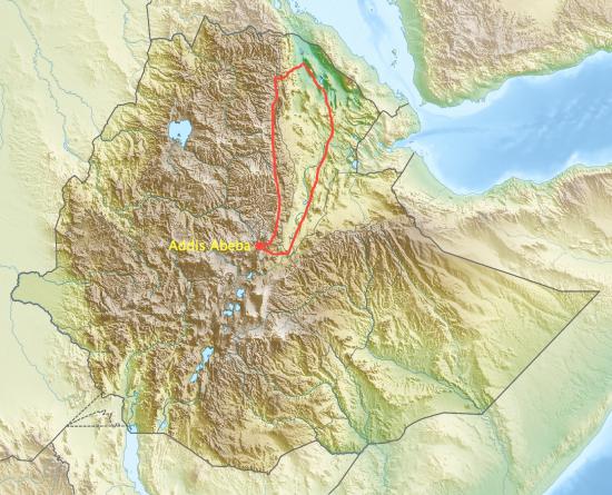 Le relief de l'Ethiopie